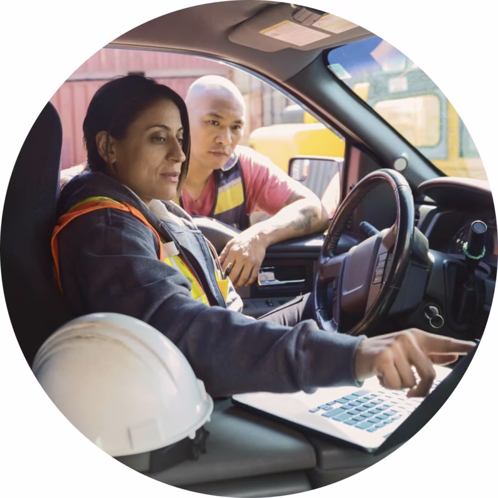 QuickBooks Desktop Pro Plus Lifetime License Key 6 woman man job site laptop cloud construction increase capacity photo sm qbes us en desktop 2x