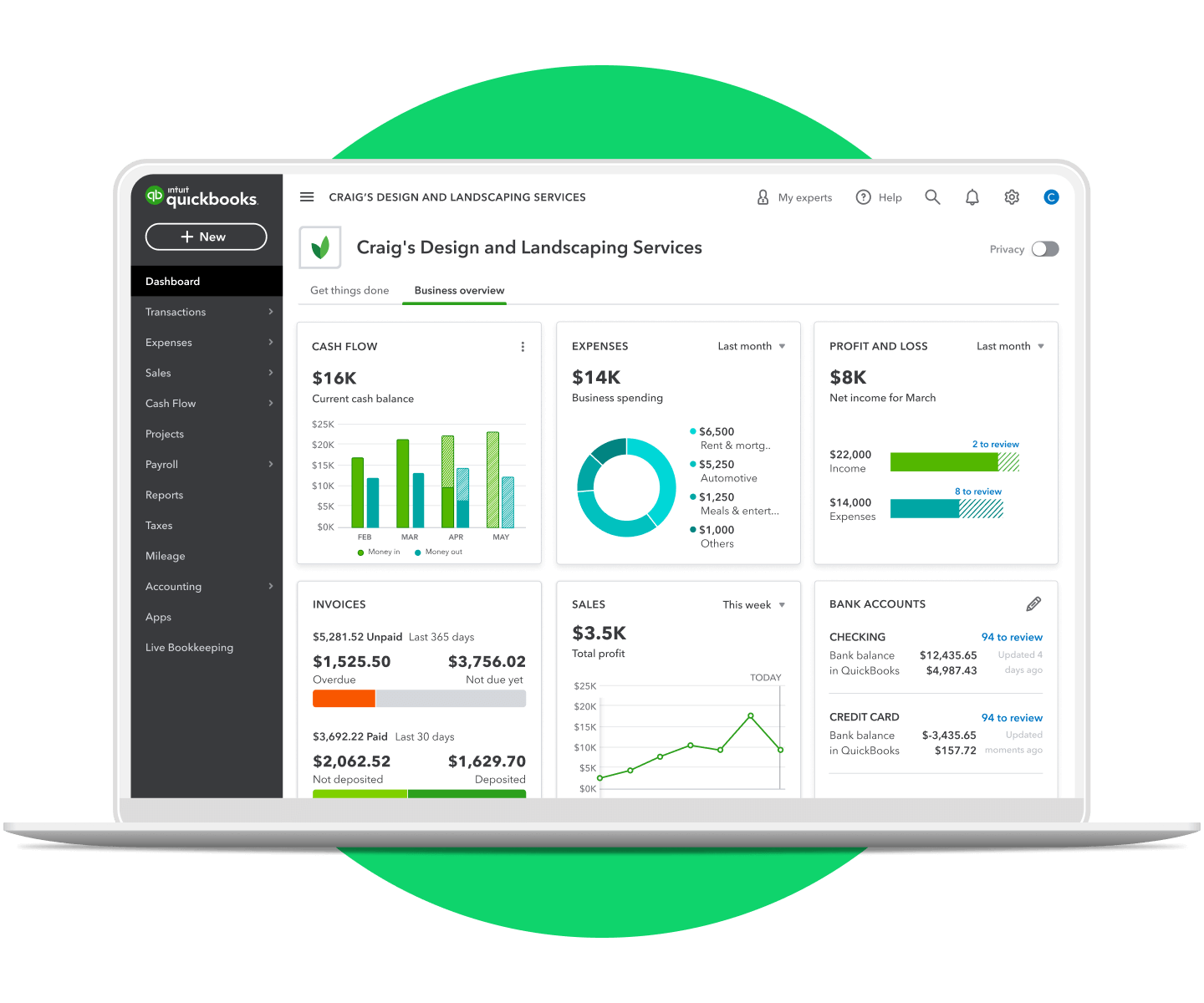 QuickBooks Software Interface